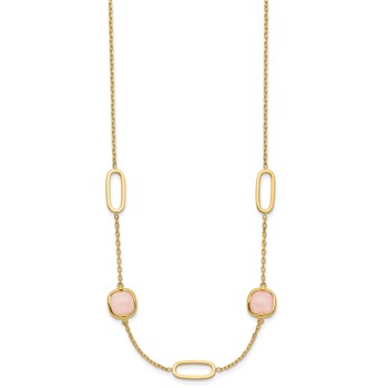 Herco 14K Polished Fancy Pink Opal and Ovals 16 Inch with 2 Inch Extension Necklace — alternate view
