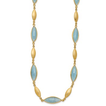 Herco 14K Polished Brushed Aquamarine Navette 17 Inch Necklace — alternate view