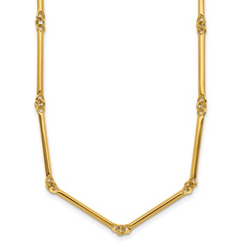 Herco 14K Polished Bar and Circle Link 17.5in w/ .5in Ext Necklace