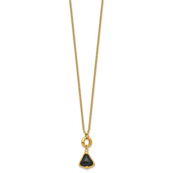 Herco 14K Polished Triangular Onyx and Circle Link with 2in Ext Necklace — alternate view