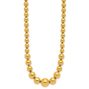 Herco 14K Polished Graduated Beaded 17.25 Inch Necklace — alternate view
