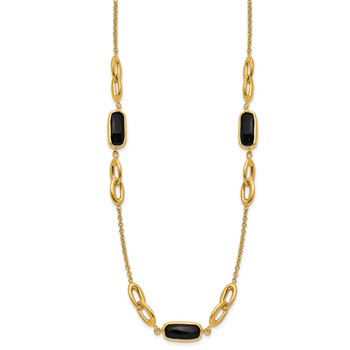 Herco 14K Polished Onyx Fancy Link 16in w/2in Extension Necklace — alternate view