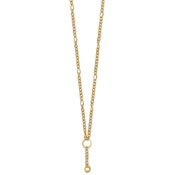 Herco 14K Polished and Brushed Mixed Link Lariat 17.5 Inch Necklace — alternate view