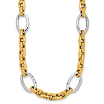 Herco 14K Two-tone Polished Mixed Oval Link 18 Inch Necklace