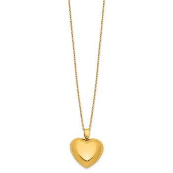 Herco 14K Polished Puffed Heart 16 Inch with 2 Inch Extension Necklace