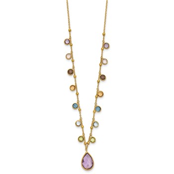 Herco 14K Polished Dangling Gemstone Teardrop 18in Necklace — alternate view