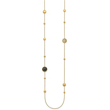 Herco 14K Brushed Rutilated Quartz Circles Station 30in Necklace — alternate view