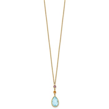 Herco 14K Polished Multi-Gemstone Teardrop 18 Inch Necklace — alternate view