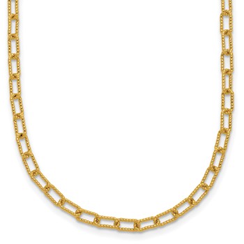 Herco 14K Polished and Textured 3.0mm Paperclip Solid Link 18 Inch Necklace