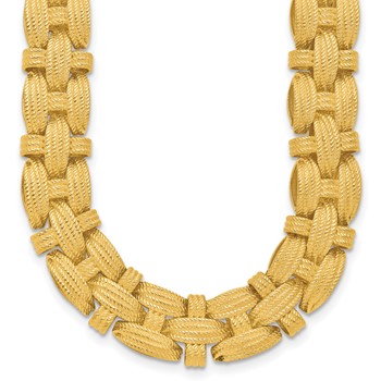 Herco 14K Polished and Textured Fancy Link 17.75 Inch Necklace