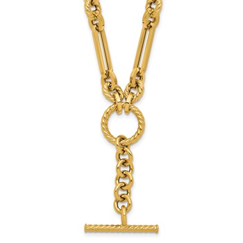 Herco 14K Polished and Twisted Fancy Paperclip Drop Necklace