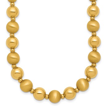 Herco 14K Polished and Brushed Graduated Beaded 19 Inch with .75 Inch Extension Necklace