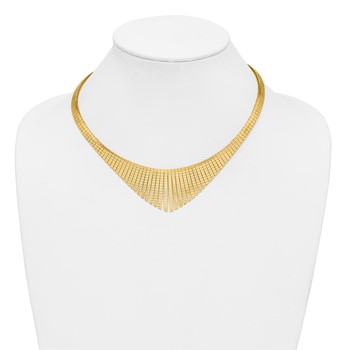 Herco 14K Solid Polished and Textured Tapered Omega Cleopatra Necklace — alternate view