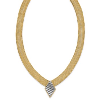 Herco 14K Two-tone Polished Diamond Shaped Accent with Diamond-cut Center Woven Necklace — alternate view
