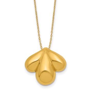 Herco 14K Polished Hollow Scallop Pendant Necklace