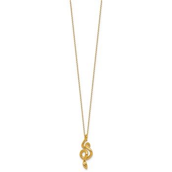 Herco 14K Polished Textured Winding Snake 16 Inch with 2 Inch Extension Necklace — alternate view