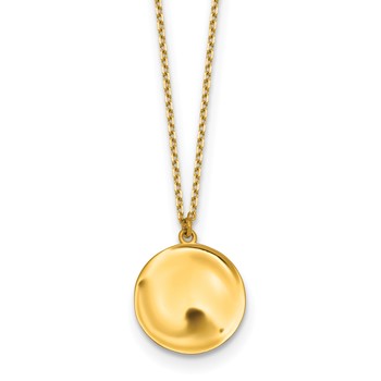Herco 14K Polished Solid Wavy Circle Disc 16 Inch with 2 Inch Extension Necklace