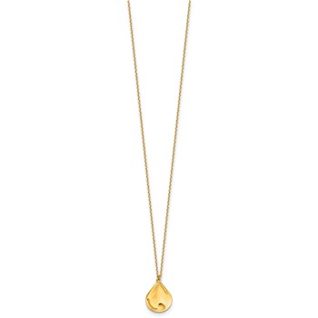Herco 14K Polished Solid Wavy Teardrop Disc 16 Inch with 2 Inch Extension Necklace — alternate view