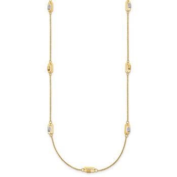 Herco 14K Rhodium-plated Polished 5 Station Paperclip Diamond-cut 18 Inch Necklace — alternate view