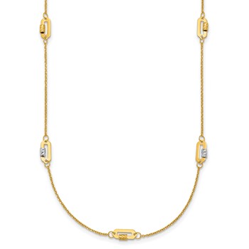 Herco 14K Rhodium-plated Polished 5 Station Paperclip Diamond-cut 18 Inch Necklace