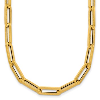 Herco 14K Polished and Textured Paperclip 18.25 Inch Necklace