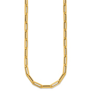 Herco 14K Polished and Textured Paperclip 24 Inch Necklace — alternate view