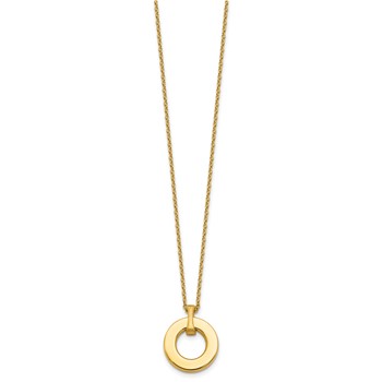 Herco 14K Polished and Brushed Circle Pendant 17 Inch Necklace — alternate view