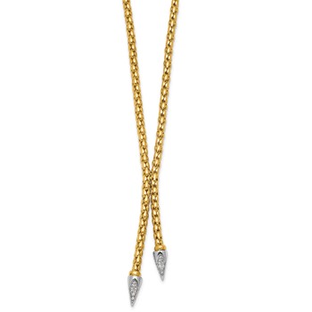 Herco 14K Two-tone Polished Diamond Arrow Drop Popcorn 16.5 Inch Necklace — alternate view