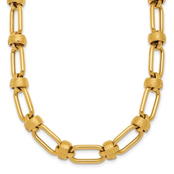Herco 14K Polished and Brushed Open Link 17.5 Inch Necklace