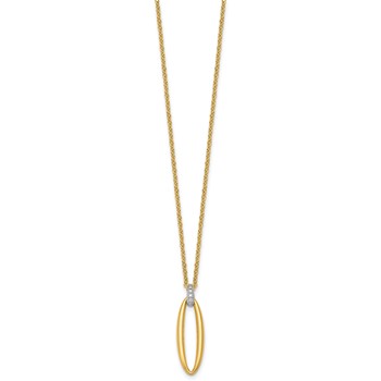 Herco 14K Two-tone Polished Diamond Oval Drop 16 Inch with 2 Inch Extension Necklace — alternate view