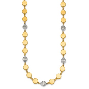 Herco 14K Two-tone Brushed and Diamond Circle 17 Inch Necklace — alternate view