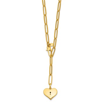 Herco 14K Polished Paperclip with Heart Drop Adjustable 20 Inch Necklace — alternate view