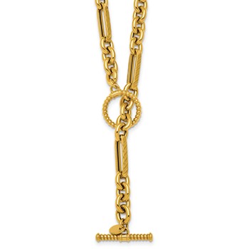 Herco 14K Polished and Textured Mixed Link 18.5 Inch Necklace