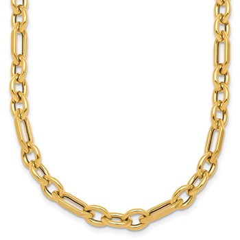 Herco 14K Polished Geometric Mixed Link 18 Inch with .75 Inch Extension Necklace