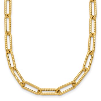 Herco 14K Polished and Twisted Oval Link 24 Inch Necklace