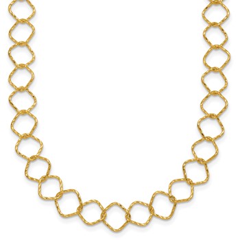 Herco 14K Polished Diamond Cut Geometric Link 18 Inch Necklace