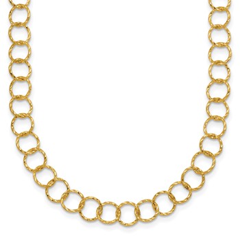 Herco 14K Polished Diamond Cut Circle Link 24 Inch Necklace