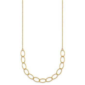 Herco 14K Polished Diamond Cut Oval Link 18 Inch Necklace — alternate view