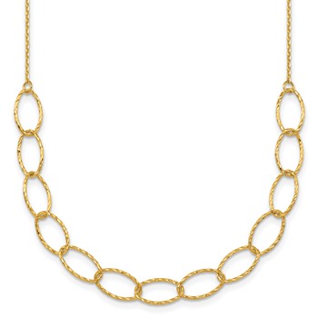Herco 14K Polished Diamond Cut Oval Link 18 Inch Necklace