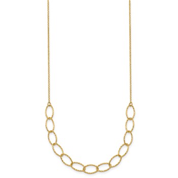 Herco 14K Polished Diamond Cut Oval Link 24 Inch Necklace — alternate view