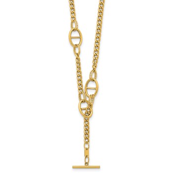 Herco 14K Polished Curb Chain with Mariner Link Adjustable Toggle 24 Inch Necklace