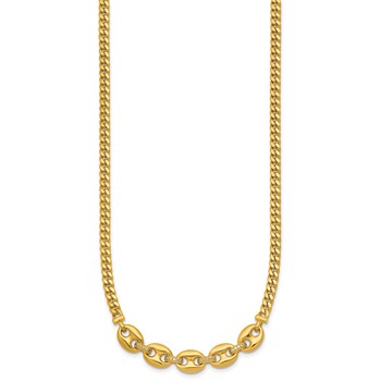 Herco 14K Polished Diamond MarIncher Link Curb Chain 18 Inch Necklace — alternate view