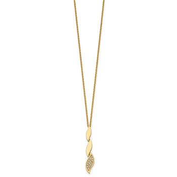 Herco 14K Polished Diamond Leaf Drop 16.5 Inch with 1 Inch Extension Necklace — alternate view