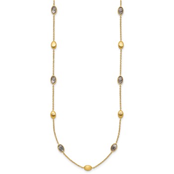 Herco 14K Brushed and Rutilated Quartz Ovals Station 18 Inch Necklace — alternate view