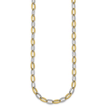 Herco 14K Two-tone Polished and Brushed Link 17.75 Inch Necklace — alternate view