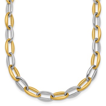Herco 14K Two-tone Polished and Brushed Link 17.75 Inch Necklace