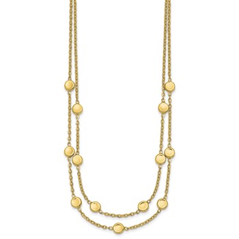 Herco 14K Polished Double Strand Round Disc 17 Inch Station Necklace — alternate view