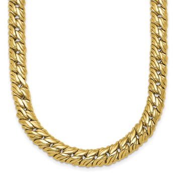 Herco 14K Polished Fancy Textured Link 18 Inch Necklace