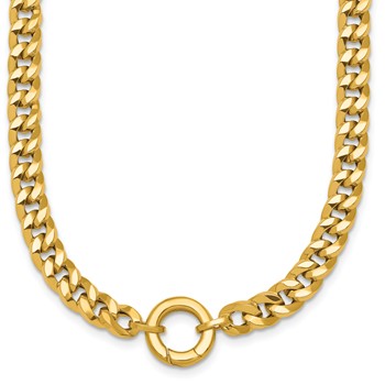 Herco 14K Polished Push-in Charm Holder 18 Inch Curb Necklace