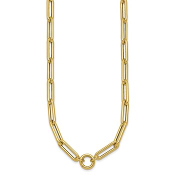 Herco 14K Polished 6.5mm Push-in Charm Holder 18.25 Inch Paperclip Necklace — alternate view